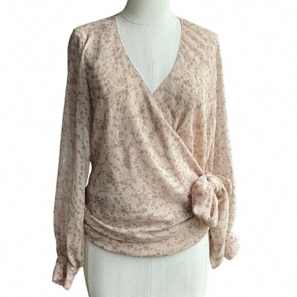 Floral Wrap Blouse - Cream